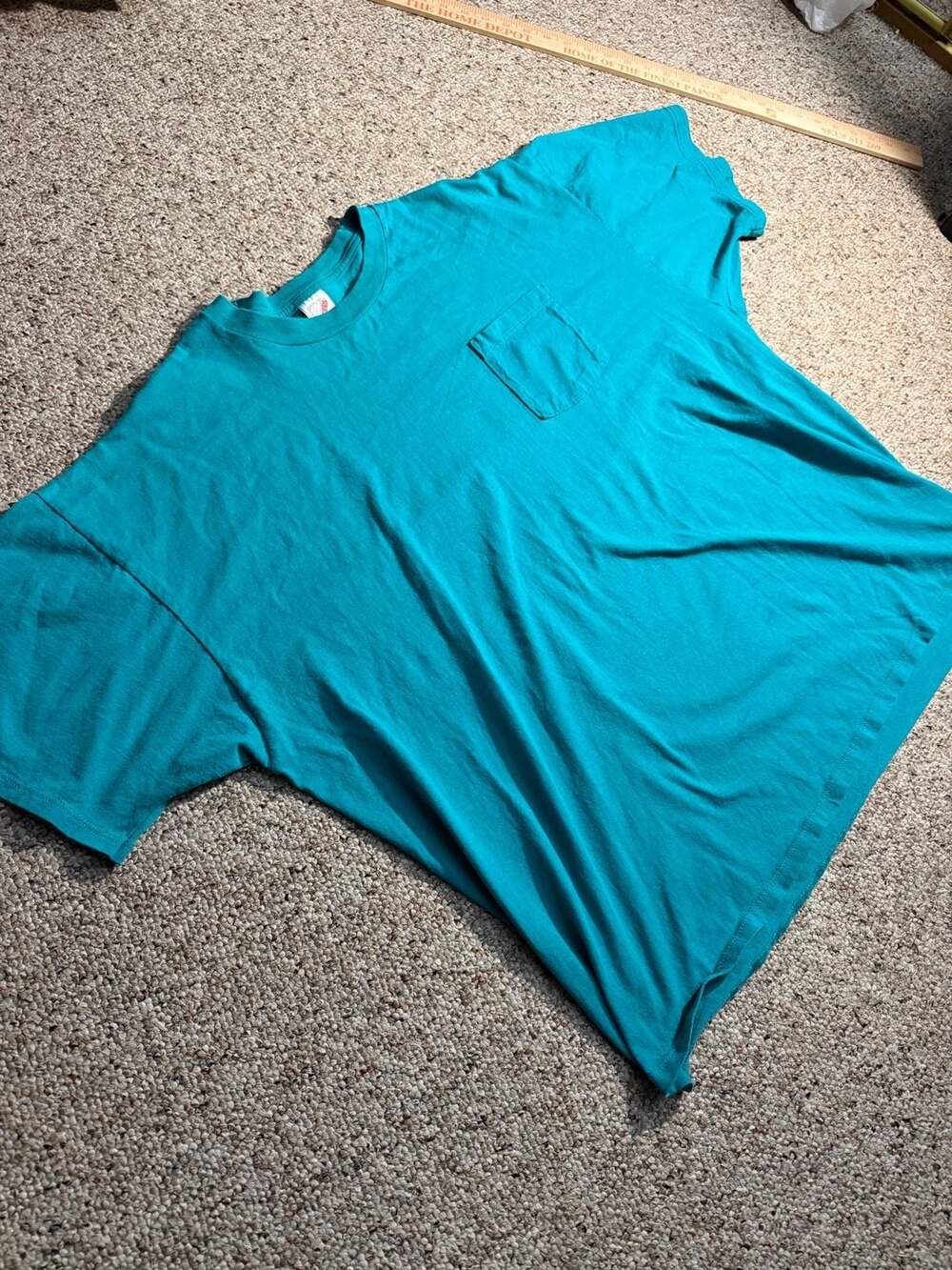 Vintage Jerzees Blank Pocket T-Shirt Single Stitch Teal Made in USA Size 3X